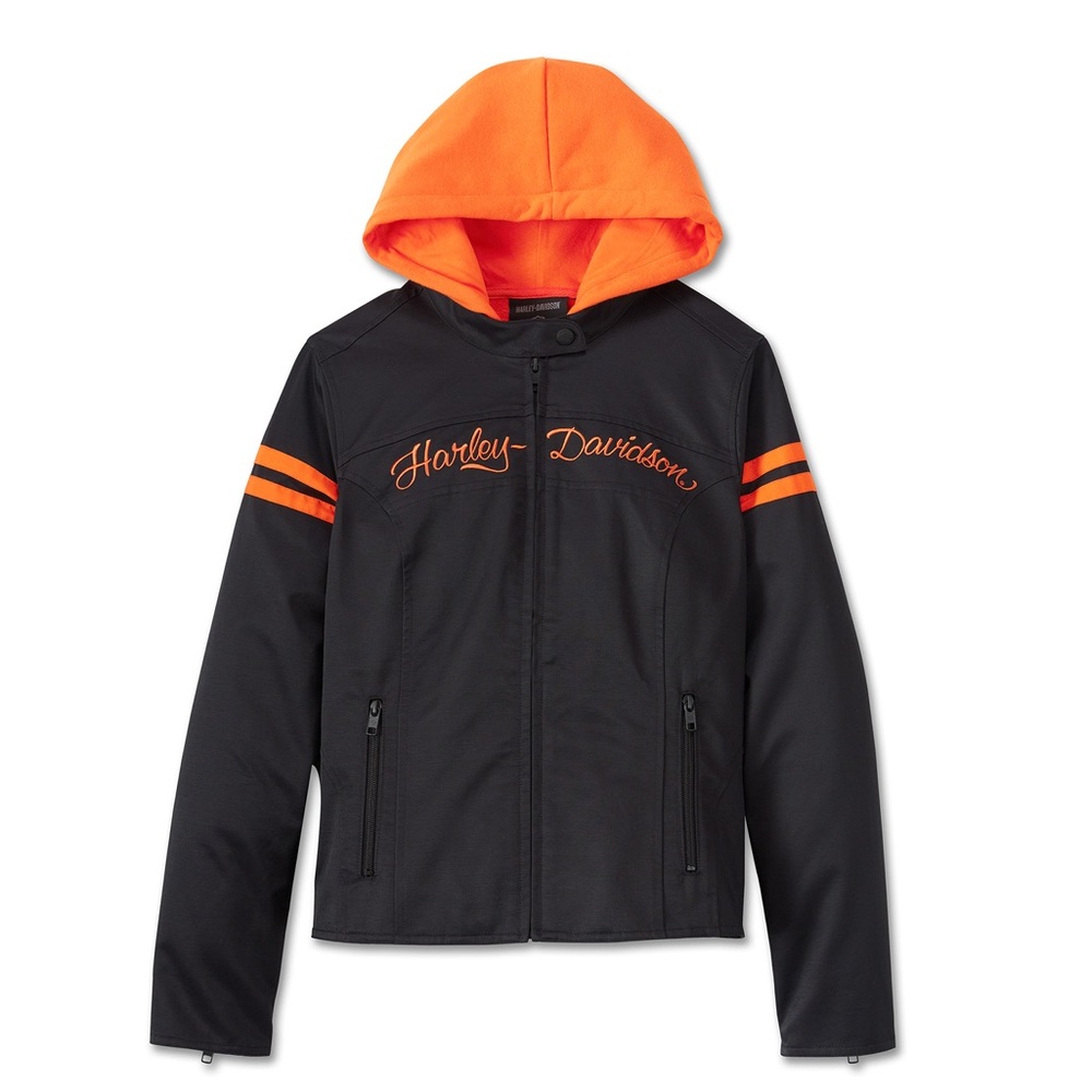Harley-Davidson Women’s Black and Orange Hoodie Jacket